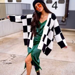 Dressed in Lala checkerboard cardigan